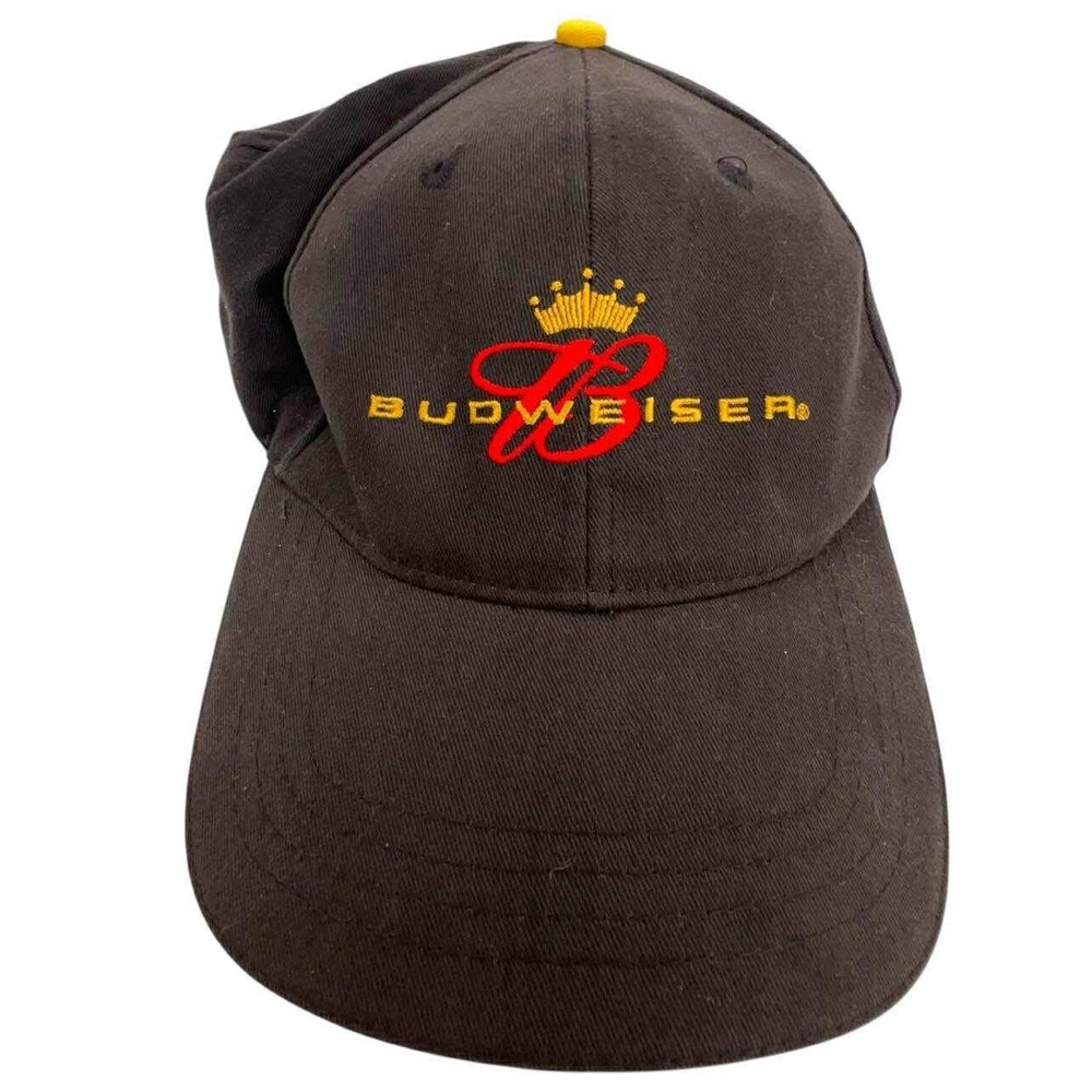 Vintage‎ Budweiser Baseball Cap Red Logo Embroidered Adjustable Strap Black